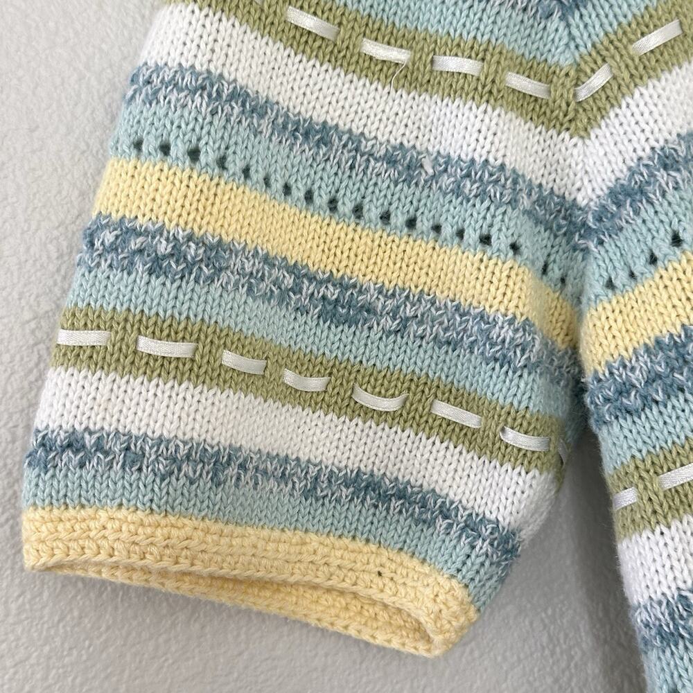Christopher & Banks Vintage Striped Cardigan Sweater Size S Knit Ribbon Cottage - Picture 3 of 11